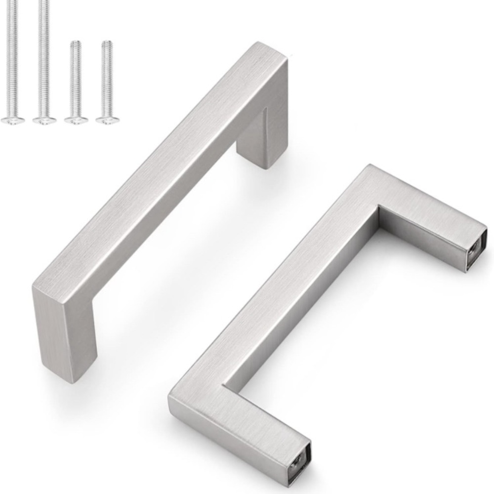 Modern 30 Pack 3" Cabinet Square Brushed Nickel Stainless Steel Modern Handles